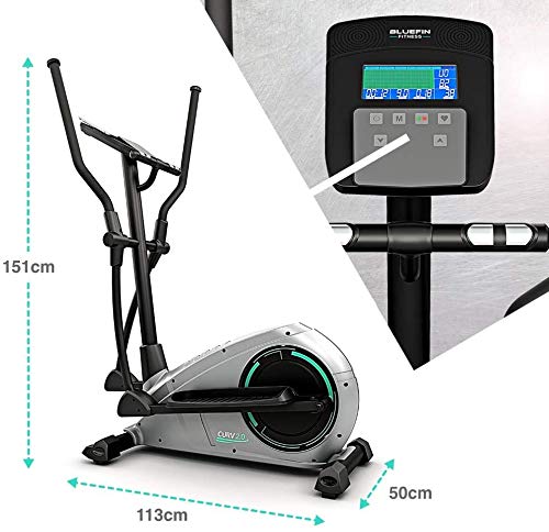 Bluefin Fitness CURV 2.0 Elliptical Cross Trainer Elíptica para casa Air Walker/Compacta/Consola de Fitness Digital LCD/Bluetooth/Aplicación para Smartphone