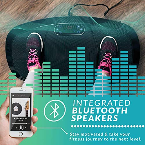 Bluefin Fitness Plataforma Vibratoria 3D con Doble Motor Gran Superficie Anti-Deslizante | Altavoces Bluetooth | Ideal para Perder Peso | Diseño Británico (Negro)