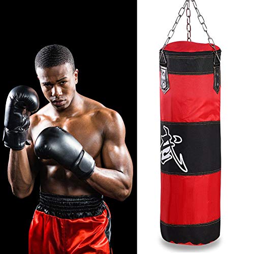 Bnineteenteam Saco de Boxeo Pesado, Bolsa de Boxeo de Entrenamiento con Cadena para Adultos, Hombres, Mujeres (vacío)(100cm-rojo)