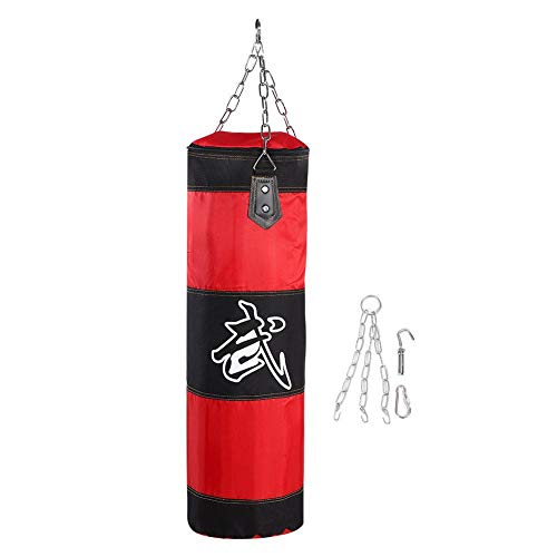 Bnineteenteam Saco de Boxeo Pesado, Bolsa de Boxeo de Entrenamiento con Cadena para Adultos, Hombres, Mujeres (vacío)(100cm-rojo)