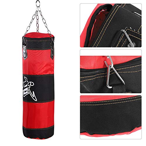 Bnineteenteam Saco de Boxeo Pesado, Bolsa de Boxeo de Entrenamiento con Cadena para Adultos, Hombres, Mujeres (vacío)(100cm-rojo)