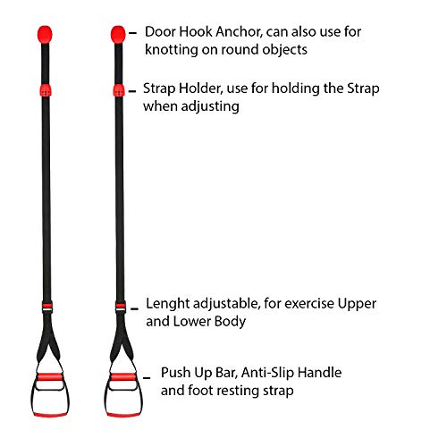 bodyweight Entrenamiento en Suspensión, Correas del Kit de Entrenamiento de Resistencia física para Puerta, Barra de tracción, Push up Bar para Ejercicios completos del Cuerpo V2