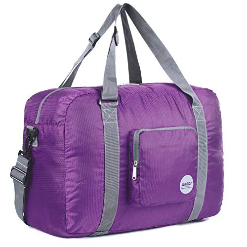 Bolsa de Viaje Plegable de Wandf, Ligera, para Viajes, Deporte, Gimnasio, Vacaciones, Weekender, Hecha a Mano (40 l), Color Lila