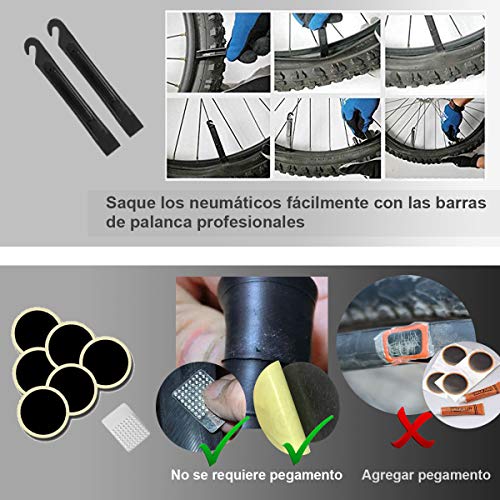 Bomba Para Bicicleta Con Manómetro, [120 PSI] Diyife Mini Bomba De Bicicleta [Set Completo Perfecto], Con Aguja, Kit De Parche, Tapas De VáLvulas Y Montura De Marco Para Presta Y Schrader