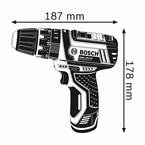 Bosch Professional GSB 12V-15 - Taladro percutor a batería (12V, sin batería, en L-BOXX)