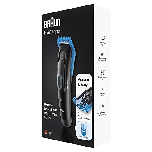 Braun HC 5010 - Máquina de cortar pelo profesional, cortapelos con 9 longitudes de corte, negro