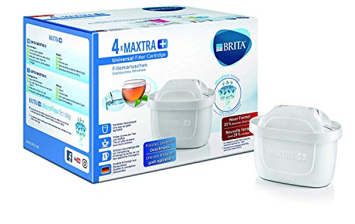 BRITA MAXTRA+ – 4 filtros para el agua – Cartuchos de filtrado para el agua – Recambios compatibles con jarras BRITA que reducen la cal y el cloro