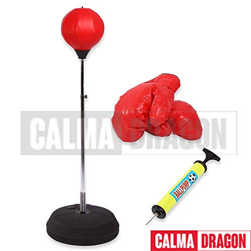 Calma Dragon Punching Ball, Saco de Boxeo de pie, Bola de Velocidad, Set de Boxeo para Niños Boxeo Pelota, Color Rojo