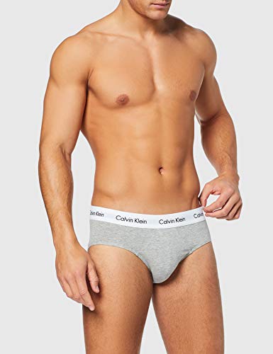 Calvin Klein 3P Hip Brief, Calzoncillos para Hombre (3 unidades), Multicolor (Blanco/Gris/Negro 998), Large