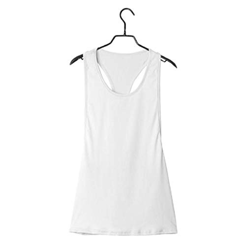 Camisetas sin Mangas Mujer,SHOBDW Playa De Verano Sexy Suelto Talla Grande Cuello Redondo Gimnasio Deporte Entrenamiento FíSico Entrenamiento Blusa para Correr para Mujer(Blanco,L)