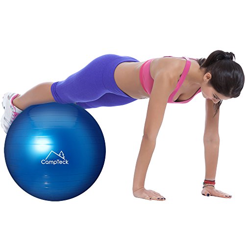 CampTeck U6764 Pelota Gimnasia 65cm con Bomba Mejorado de Mano Pelota de Ejercicio para Fitness, Yoga, Pilates, etc. - Adecuada para Hombres y Mujeres, Azul