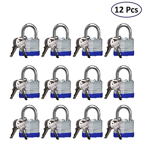 Candado (Pack de 12) - 40mm Alta Seguridad Candado (6cm x 4cm x 1,5cm) - 2 x Llaves para cada cerradura - Perfecto para Exterior, Hogar, Garaje, Gimnasio, Armario, Obturador, Valla y Bicicleta