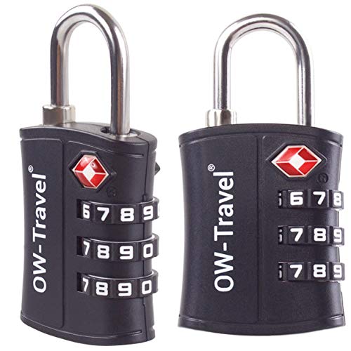 Candados TSA Combinacion Antirobo Maleta - Alta Seguridad Combinación 3 Digitos. Cerradura para Funda Maletas de Viaje, Caja Herramientas, Taquillas Vestuario, Locker : Candados Numerico Negro 2