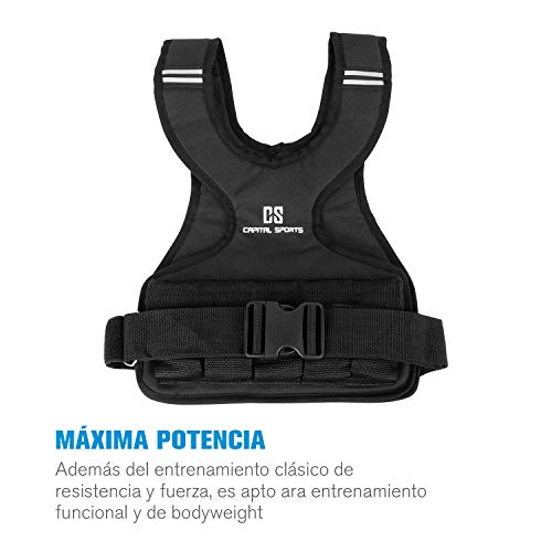 CAPITAL SPORTS Medusa Chaleco de musculación, peso: 5 kg, diseñado para la mujer, material: tejido de nylon 1200D, bolsas de pesas de hierro, entrenamiento de peso corporal y funcional, negro