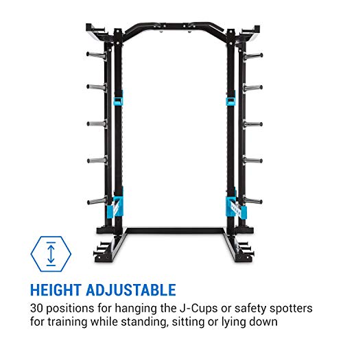 CapitalSports Amazor Basic - Jaula de musculación Multifuncional, hasta 500 Kg, J-Cups para 350 kg, Barra de dominadas para 150 Kg, Ajustable, Acero Revestido en Polvo, Viga de 60 x 60 x 2 mm, Negro