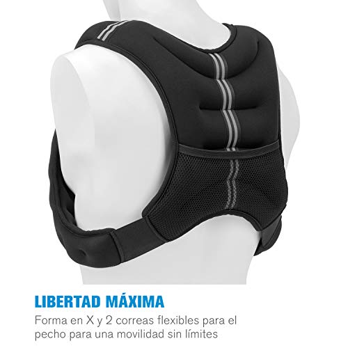 CapitalSports Capital Sports X-Vest Chaleco, Peso: 8 kg, Material: Neopreno/Nylon, Material de Relleno: Bolas de Acero, para el Entrenamiento de Peso Corporal y Funcional, 2 Correas de Pecho, Negro