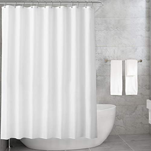 Carttiya Cortina de Baño, Cortina de Ducha Blanca, Tela Impermeable y Antimoho, Cortina de Fibra y Poliéster, Lavable a Máquina, 180x180cm con 12 Anillas Antioxidantes, Diseño de Dobladillo Ponderado