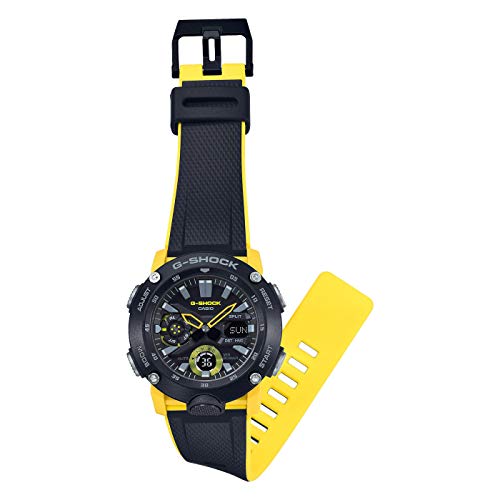 Casio G-SHOCK Reloj Analógico-Digital, Carbonífero, 20 BAR, Amarillo/Negro, para Hombre, GA-2000-1A9ER