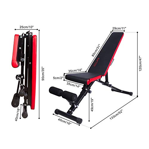 CCLIFE Banco de Musculación Multiposición Banco de Fitness o de Abdominales Ajustable,Plegable y Resistente a una Carga máxima de 600 kg, Color:Negro-019