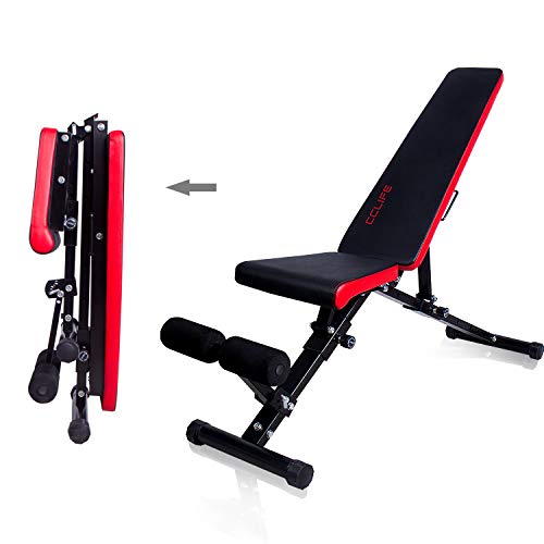 CCLIFE Banco de Musculación Multiposición Banco de Fitness o de Abdominales Ajustable,Plegable y Resistente a una Carga máxima de 600 kg, Color:Negro-019