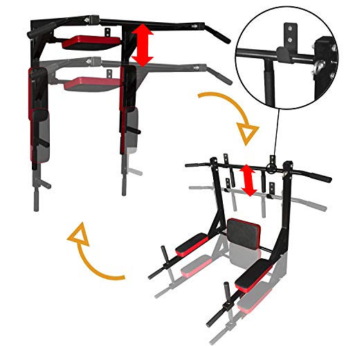 CCLIFE Barra dominadas Pared dips Entrenamiento múltiple Máquina de dominadas Barra de dominadas Multifuncional Pull up Carga máx.: 300 kg