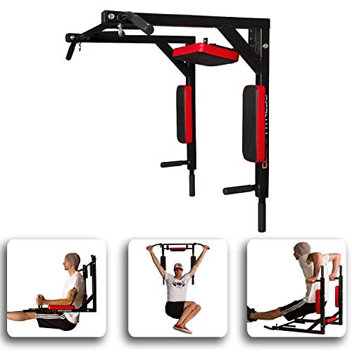 CCLIFE Barra dominadas Pared dips Entrenamiento múltiple Máquina de dominadas Barra de dominadas Multifuncional Pull up Carga máx.: 300 kg