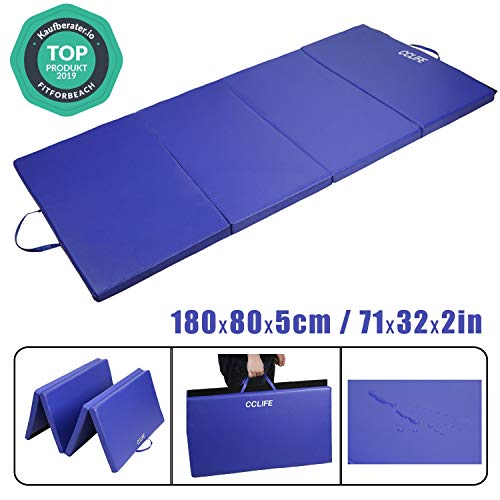 CCLIFE Colchoneta Plegable de Espuma para Gimnasia Yoga Deportiva Yoga estrilla Triple Plegable