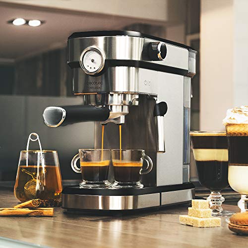 Cecotec Cafetera Express Cafelizzia 790 Steel Pro. Acero Inoxidable, Sistema Thermoblock, 20 Bares, ModoAuto 1 y 2 Cafés, Vaporizador Orientable, Conducto de Agua para Infusiones