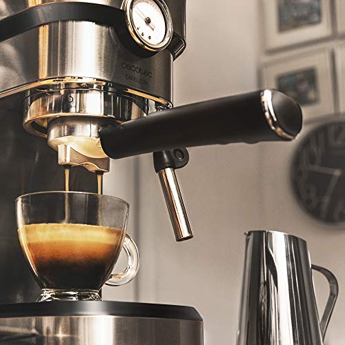 Cecotec Cafetera Express Cafelizzia 790 Steel Pro. Acero Inoxidable, Sistema Thermoblock, 20 Bares, ModoAuto 1 y 2 Cafés, Vaporizador Orientable, Conducto de Agua para Infusiones