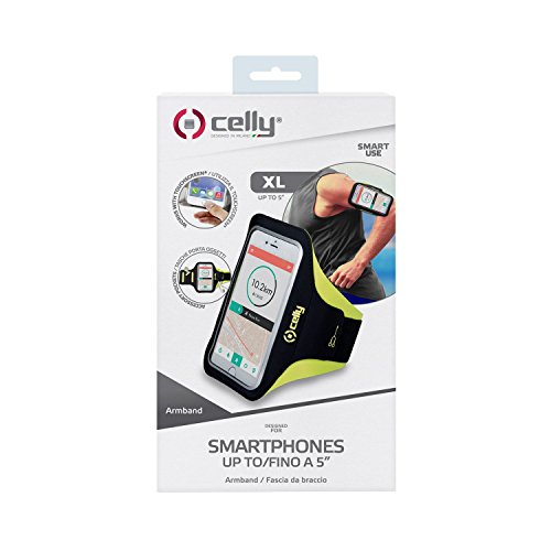 Celly ARMBANDXLYL– Brazalete para Smartphones, color Negro y Amarillo