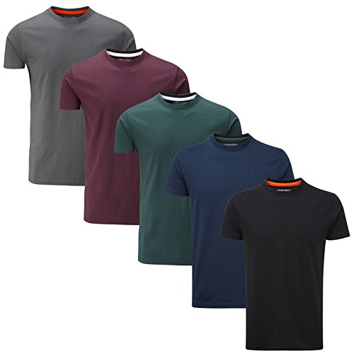 Charles Wilson Paquete 5 Camisetas Cuello Redondo Lisas (Large, Dark Essentials)