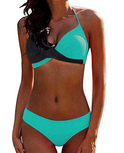 CheChury Bikinis Mujer 2020 Push Up Halter Bikini Traje de baño Acolchado Bra Tops y Braguitas Bikini Sets Talla Grande Bañador Vacaciones