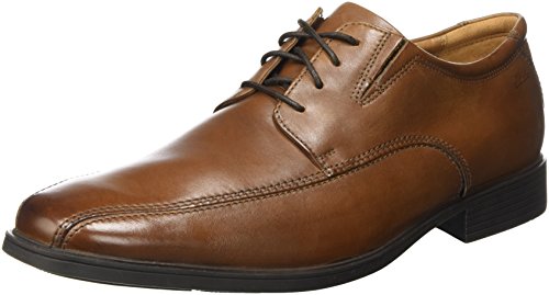 Clarks Tilden Walk, Zapatos de Cordones Derby, Marrón (Dark Tan Leather-), 43 EU