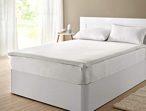 Classic Blanc - Topper/Sobrecolchón viscoelástico 5 cm, con funda lavable y tratamiento Aloe Vera, firmeza media. 120x190cm-Cama 120 (Todas las medidas)