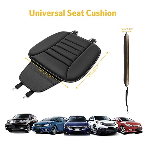 Cojin Asiento Coche, Funda Asiento Coche Universal Espuma de Memoria Súper Suave Cómodo con Bolsa de Almacenamiento, Interior Coche Protector de Asiento Delantero, 18.11*19.29*1.18 '' (1 pc,Negro)