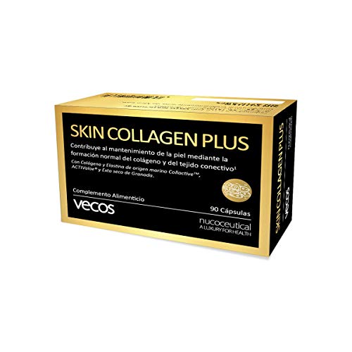 Colágeno con elastina para el cuidado de la piel – Anti arrugas con vitaminas A, B2, C, yodo, cobre y zinc para la hidratación de la dermis – 90 cápsulas