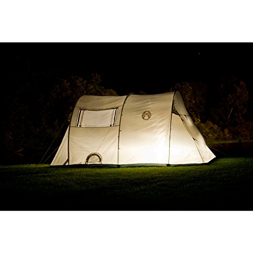 Coleman Coastline 4 Deluxe Tienda de campaña de túnes de 4 plazas para camping o festivales, acampada, familiar, impermeable hasta 3000 mm de columna de agua, Verde, 4 personas