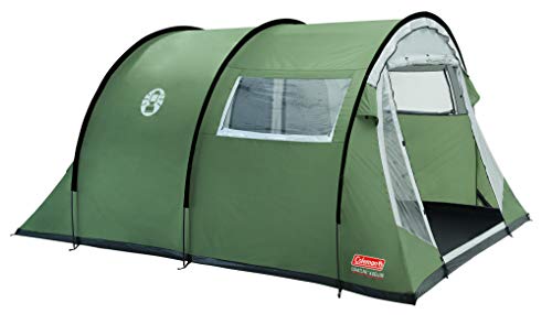 Coleman Coastline 4 Deluxe Tienda de campaña de túnes de 4 plazas para camping o festivales, acampada, familiar, impermeable hasta 3000 mm de columna de agua, Verde, 4 personas