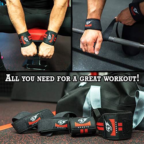 Combo Lifting Straps + Wrist Wraps Correas Levantamiento de Pesas y Musculación Con Neopreno Acolchado Para Gimnasio De Halterofilia Y Poder Levantar Al Fuerte Agarre