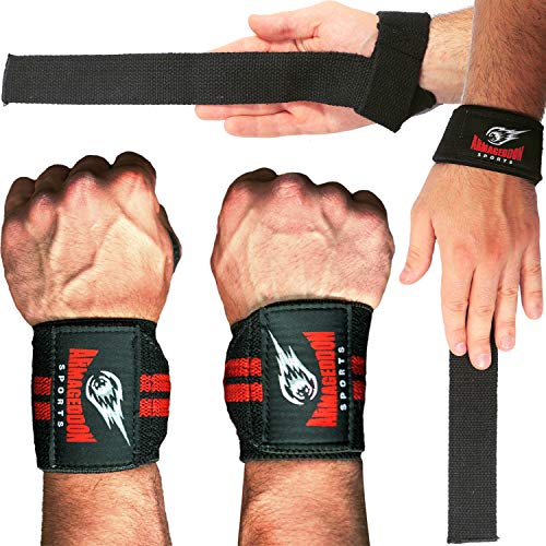 Combo Lifting Straps + Wrist Wraps Correas Levantamiento de Pesas y Musculación Con Neopreno Acolchado Para Gimnasio De Halterofilia Y Poder Levantar Al Fuerte Agarre