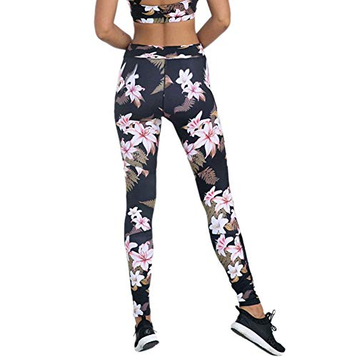 Conjuntos Deportivos Mujer Fitness Bohemio Chic Ropa de Gimnasio Chandal Dos Piezas Estampada Flores Verano Sujetador Crop Top y Pantalon Leggings Push Up Yoga Set Sportwear para Gym Running Pilates