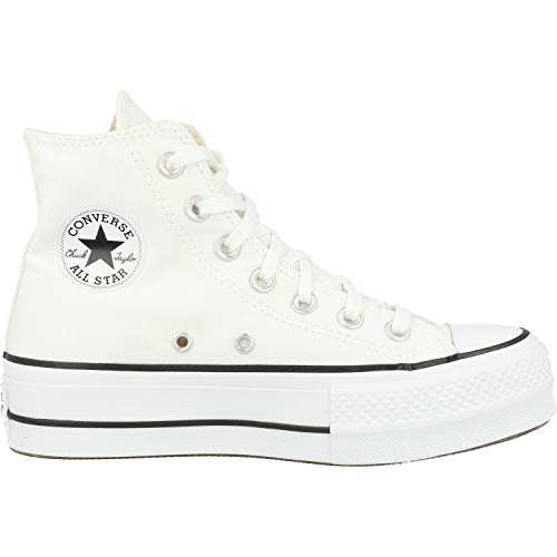 Converse Chuck Taylor CTAS Lift Hi, Zapatillas para Mujer, Blanco (White/Black/White 102), 37 EU