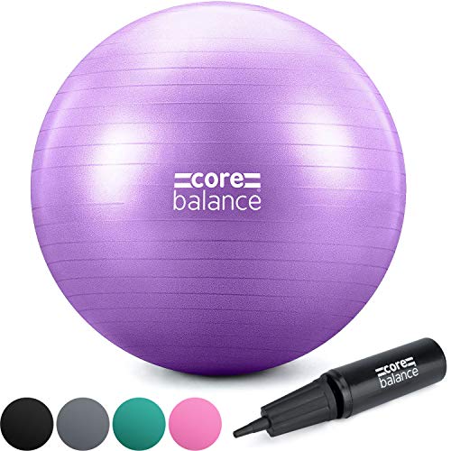 CORE BALANCE, Pelota de Pilates, Fitness, Yoga, Embarazo, Fitball para Ejercicios Gimnasia - Muy Resistente – Tamaño 55cm 65cm 75cm 85cm - Hinchador Incluido