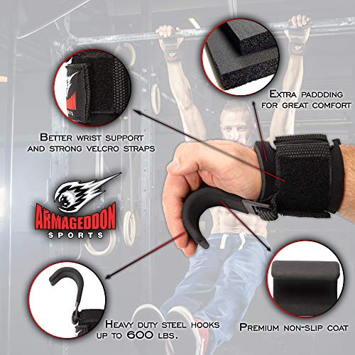 Correas de Agarre con Ganchos de Metal para Levantamiento de Pesas - Guantes para Gimnasio Musculacion Elevación Muñequeras de Peso - Power Lifting Grip Hooks Deadlift