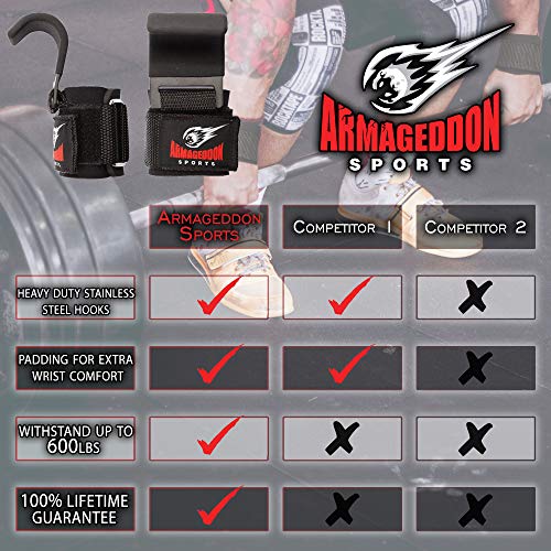 Correas de Agarre con Ganchos de Metal para Levantamiento de Pesas - Guantes para Gimnasio Musculacion Elevación Muñequeras de Peso - Power Lifting Grip Hooks Deadlift