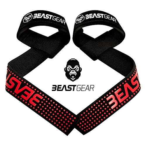 Correas Levantamiento de Pesas de Beast Gear – Correas Profesionales Acolchadas con Sujeción de Gel