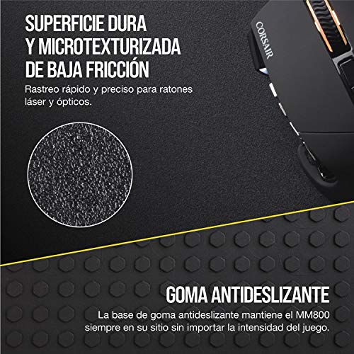 Corsair MM800 RGB - Alfombrilla de ratón para juego (medio, 15 zonas RGB, superficie dura), negro