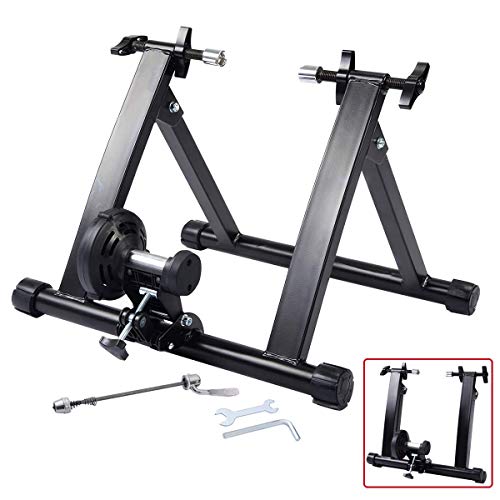 COSTWAY Bicicleta Estática Soporte Rodillo de Ciclismo Entrenamiento Plegable Carga Máxima hasta 150 kg Color Negro