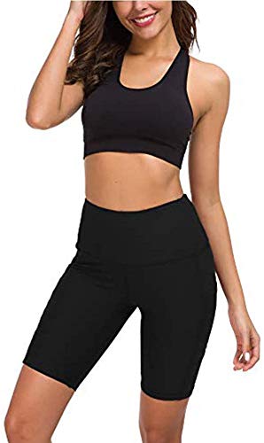 COTOP Pantalones cortos de yoga para correr, pantalones cortos deportivos de cintura alta con bolsillos laterales para mujeres ( M )