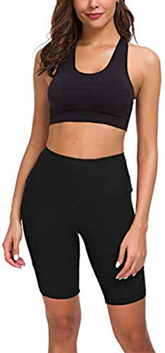 COTOP Pantalones cortos de yoga para correr, pantalones cortos deportivos de cintura alta con bolsillos laterales para mujeres ( M )